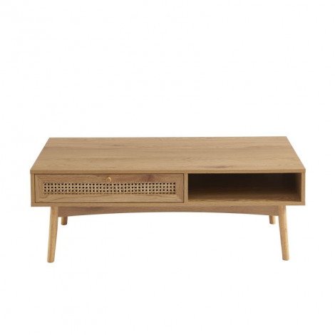 Table basse INES effet chêne et cannage rotin|Table Basse|Baita Home