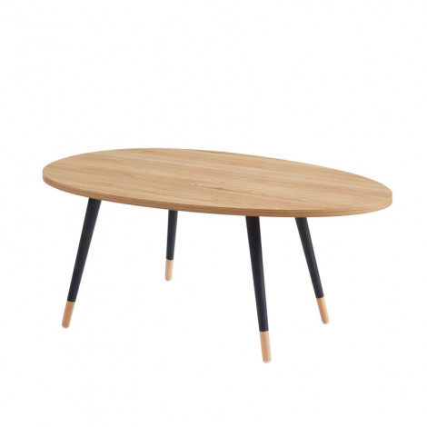 Table basse ORGANIC effet chêne pieds noirs 98cm|Table Basse|Baita Home