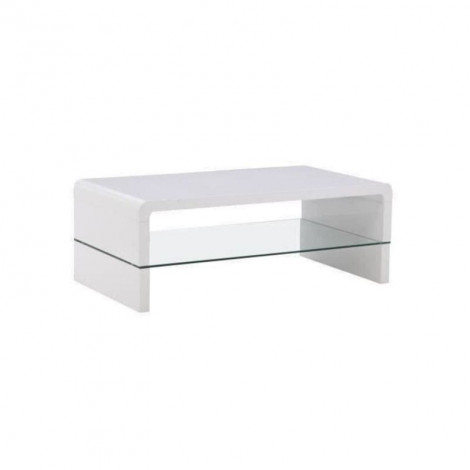 Table basse PRIMIS laqué blanc brillant double plateau en verre|Table Basse|Baita Home
