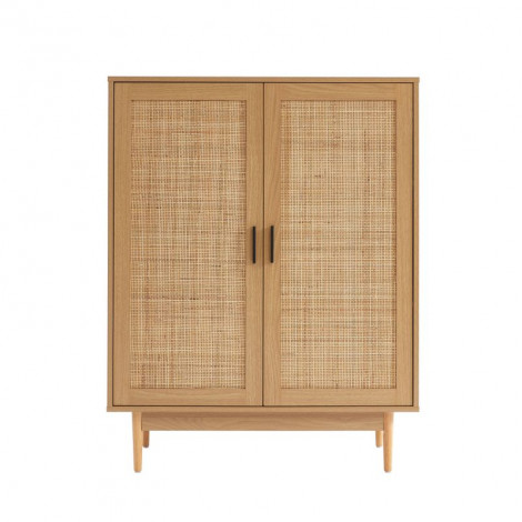 Buffet haut AMANA effet chêne et cannage rotin 2 portes|Buffet|Baita Home