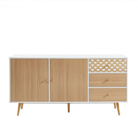 Buffet UTAH blanc et effet chêne 150cm|Buffet|Baita Home