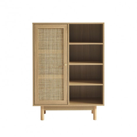 Buffet HELENA effet chêne et cannage rotin 1 porte 80 cm|Buffet|Baita Home