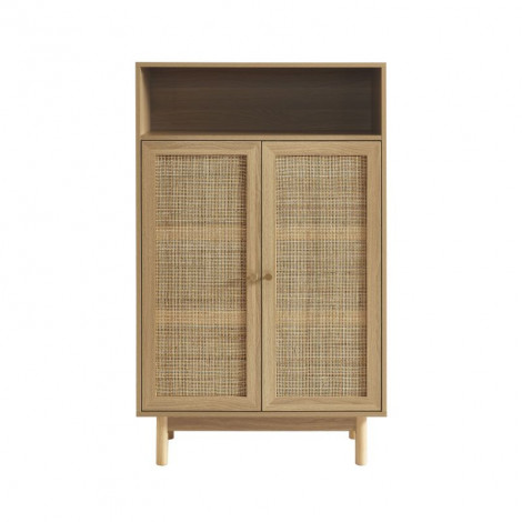 Buffet HELENA effet chêne et cannage rotin 2 portes 80 cm|Buffet|Baita Home