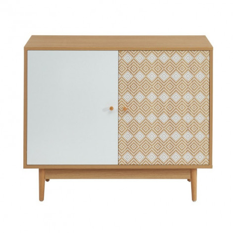 Buffet LEIKA blanc et effet chêne 2 portes 90cm|Buffet|Baita Home