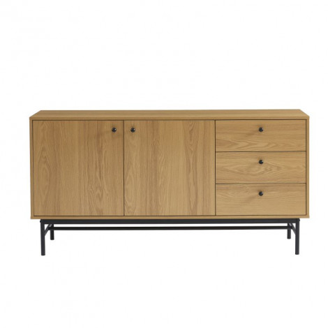Buffet bas JAMES effet chêne pieds métal noir 150cm|Buffet|Baita Home