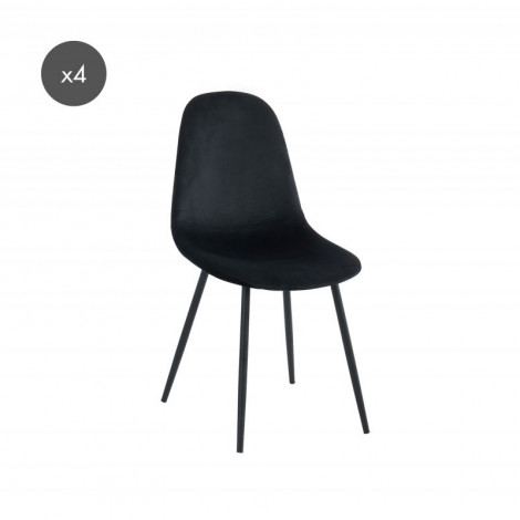 Lot de 4 chaises LENA velours noir pieds métal noir|Chaise|Baita Home