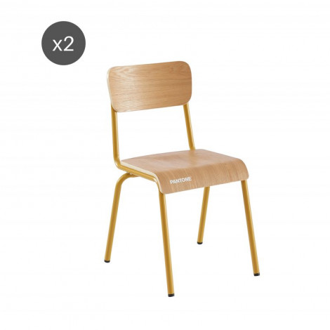 Lot de 2 chaises PANTONE jaune moutarde et placage frên|Chaise|Baita Home