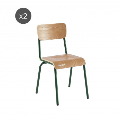 Lot de 2 chaises PANTONE kaki et placage frêne|Chaise|Baita Home