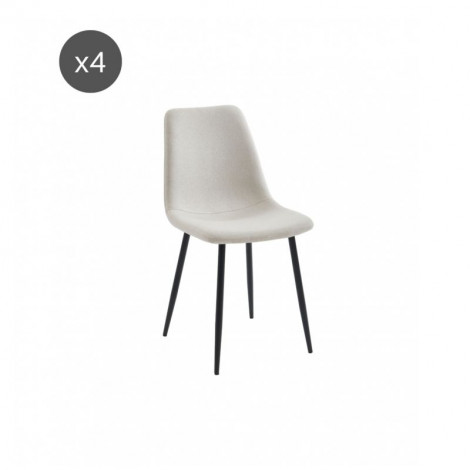 Lot de 4 chaises ESTELLE tissu beige pieds métal noir|Chaise|Baita Home