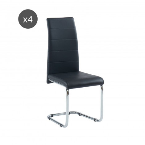 Lot de 4 chaises MARA simili noir pieds métal chromé|Chaise|Baita Home