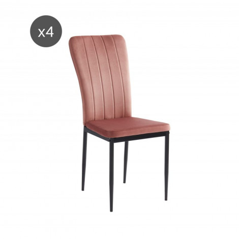 Lot de 4 chaises POPPY velours rose pieds en métal noir|Chaise|Baita Home