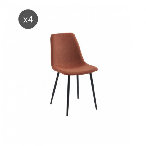 Lot de 4 chaises ESTELLE tissu bordeaux pieds métal noir|Chaise|Baita Home