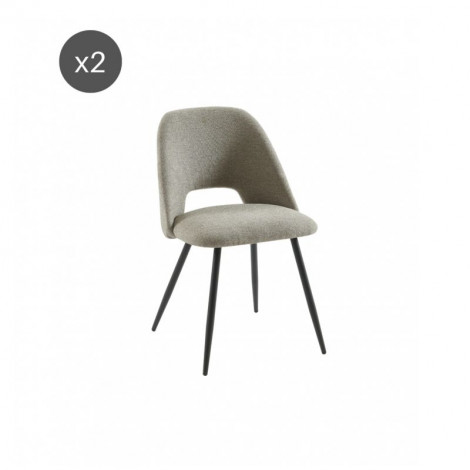 Lot de 2 chaises ELISABETH tissu gris pieds métal noir|Chaise|Baita Home