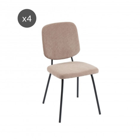 Lot de 4 chaises SUZIE velours côtelé taupe|Chaise|Baita Home