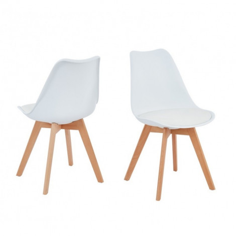 Lot de 2 Chaises HELGA Blanc Pieds en Bois Massif|Chaise|Baita Home
