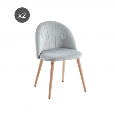 Lot de 2 chaises SHELL velours gris clair design coquillage|Chaise|Baita Home