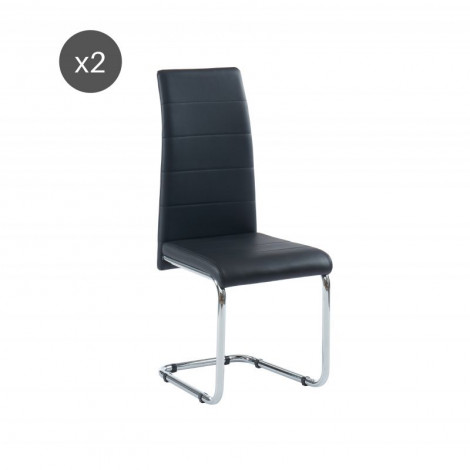 Lot de 2 chaises MARA simili noir pieds métal chromé|Chaise|Baita Home
