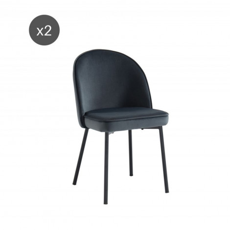 Lot de 2 chaises IRIS velours gris anthracite pieds en métal noir|Chaise|Baita Home