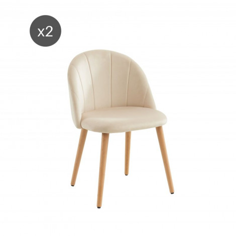 Lot de 2 chaises SHELL velours beige sable design coquillage|Chaise|Baita Home
