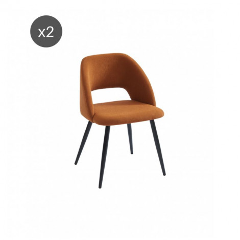 Lot de 2 chaises VINTAGE velours côtelé terracotta pieds métal noir|Chaise|Baita Home