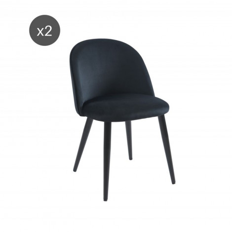 Lot de 2 chaises MACARON velours noir pieds métal noir|Chaise|Baita Home