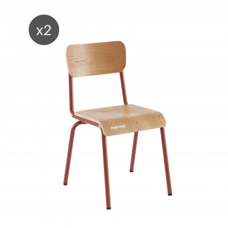 Lot de 2 chaises PANTONE terracotta et placage frêne|Chaise|Baita Home
