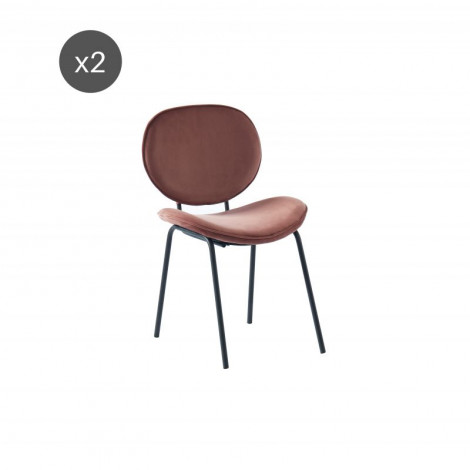 Lot de 2 chaises SHEILA velours rose pieds métal noir|Chaise|Baita Home
