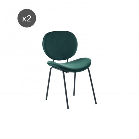 Lot de 2 chaises SHEILA velours vert pieds métal noir|Chaise|Baita Home