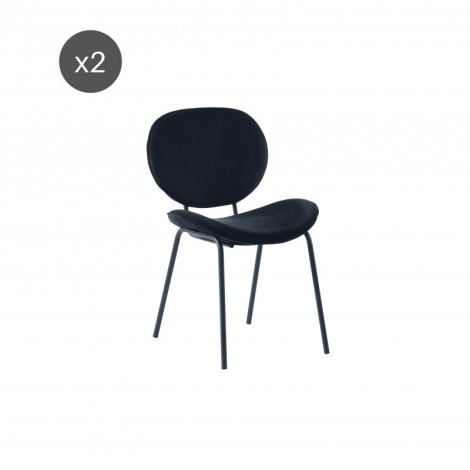 Lot de 2 chaises SHEILA velours noir pieds métal noir|Chaise|Baita Home