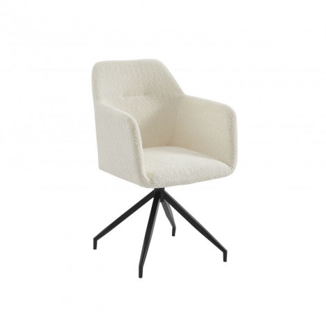 Fauteuil de table pivotant DALSTON tissu bouclette écru|Chaise|Baita Home