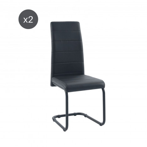 Lot de 2 chaises MARA simili noir pieds métal noir|Chaise|Baita Home