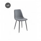 Lot de 4 chaises ESTELLE tissu gris clair pieds métal noir|Chaise|Baita Home