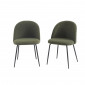 Lot de 2 chaises ESMEE tissu bouclettes kaki pieds métal noir|Chaise|Baita Home