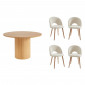 Ensemble repas ERNEST placage frêne 4 chaises bouclette écrue|Chaise|Baita Home