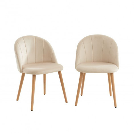 Lot de 2 chaises KOKI velours beige sable design coquillage|Chaise|Baita Home