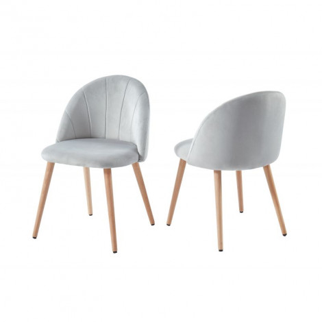 Lot de 2 chaises KOKI velours gris clair design coquillage|Chaise|Baita Home