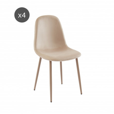 Lot de 4 chaises LENA velours beige sable pieds métal|Chaise|Baita Home