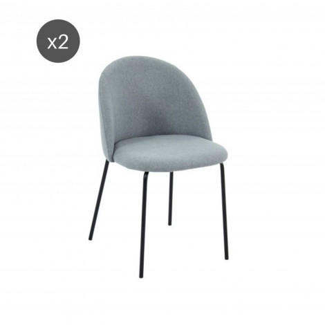 Lot de 2 chaises BROOKLYN tissu gris pieds métal noir|Chaise|Baita Home