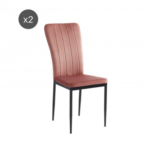 Lot de 2 chaises POPPY velours rose pieds métal noir|Chaise|Baita Home