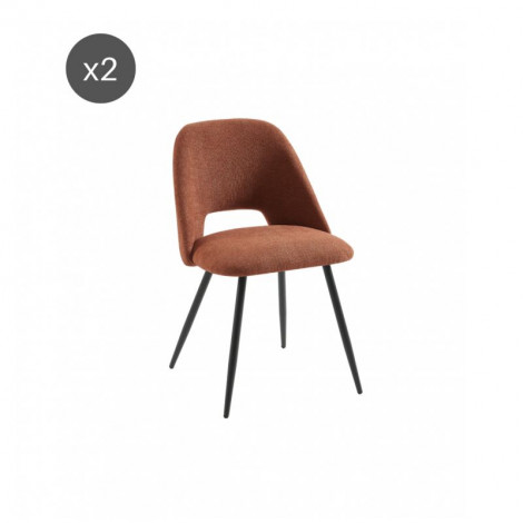 Lot de 2 chaises ELISABETH tissu bordeaux pieds métal noir|Chaise|Baita Home