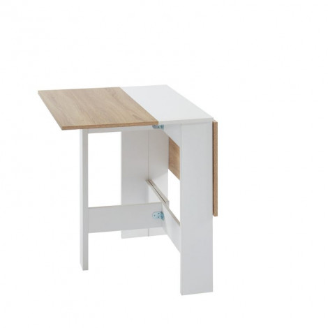 Table pliable JUNO blanc et effet chêne 104cm|Table|Baita Home
