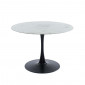 Table de séjour MONIKA verre effet marbre ronde 110cm pied noir|Table|Baita Home