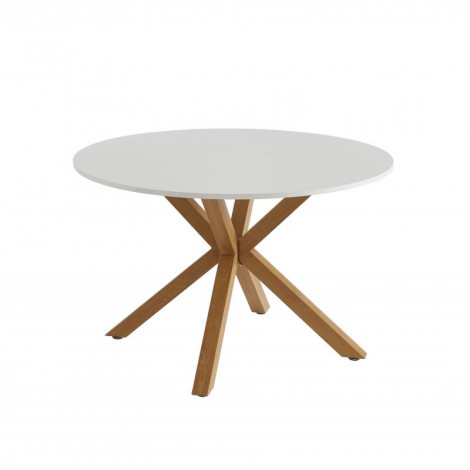 Table à manger ronde HARRY blanc et effet chêne 120cm|Table|Baita Home
