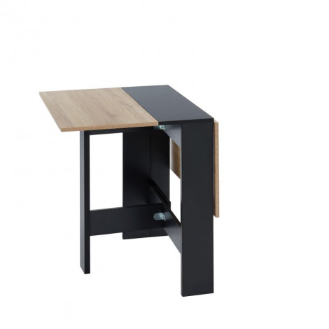 Table pliable JUNO noir et effet chêne 104cm|Table|Baita Home