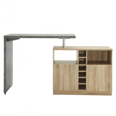 Table de bar POLY effet bois et béton pivotante 126 à 191cm|Table|Baita Home