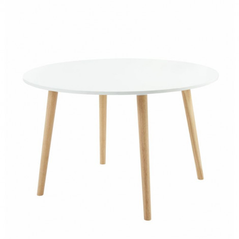 Table à manger ORATELLO laqué blanc mat pieds en bois massif 120cm|Table|Baita Home