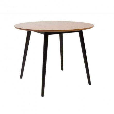 Table à manger ronde KEILA effet chêne et pieds noirs 100cm|Table|Baita Home