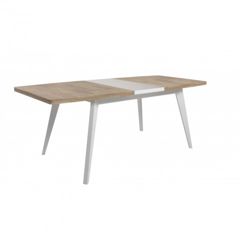 Table extensible ALAMEDA effet chêne et pieds blancs 160 à 200cm|Table|Baita Home