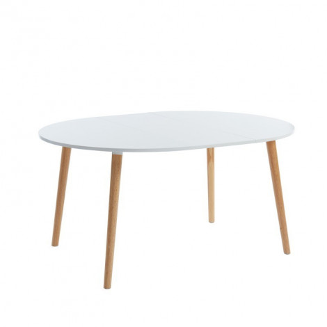 Table extensible ORACLE laqué blanc mat pieds en bois massif 120-160cm|Table|Baita Home