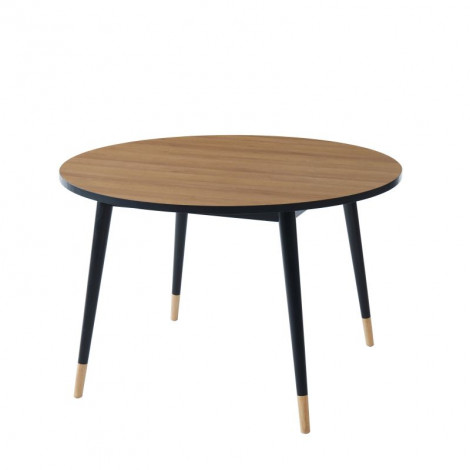 Table à manger ronde CAVALLO effet chêne et noir 120cm|Table|Baita Home